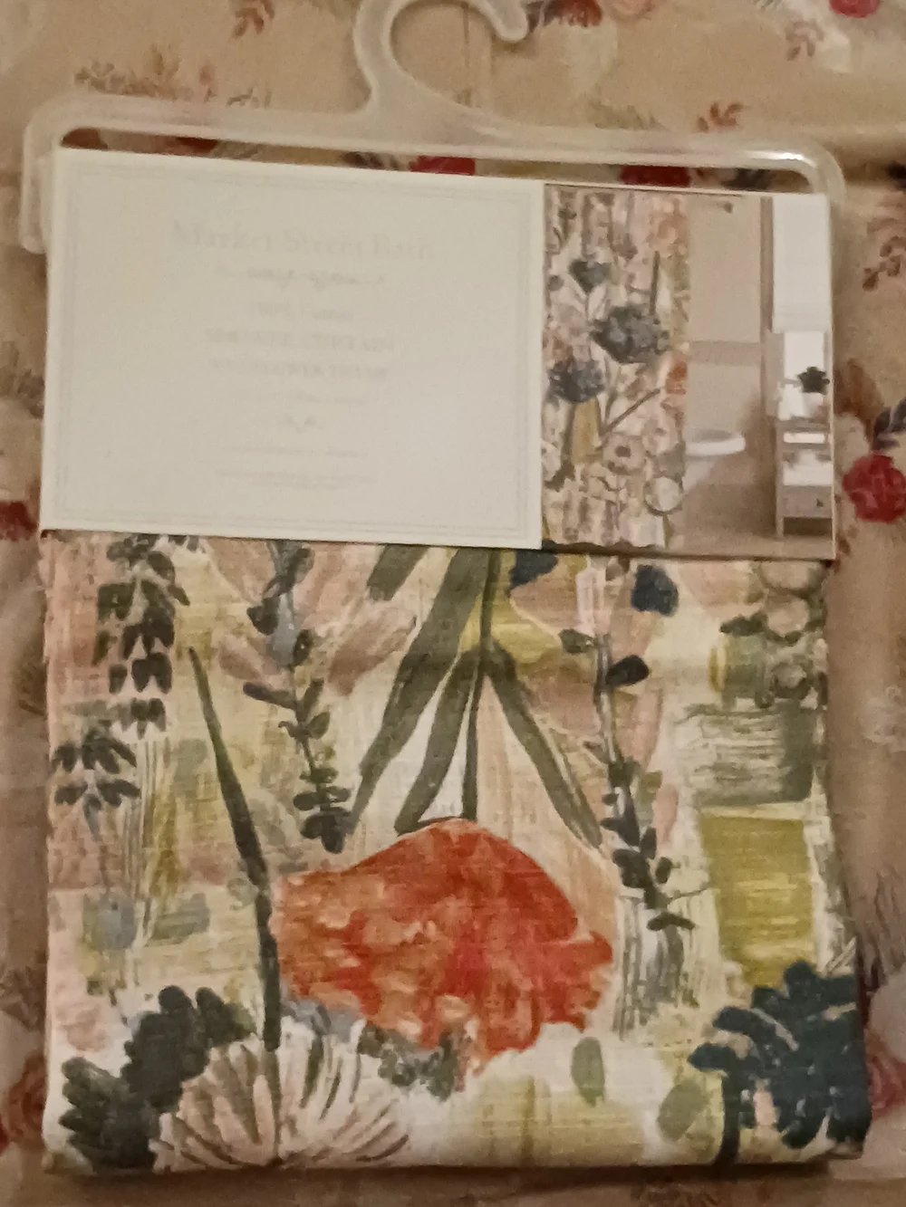 Market Street Bath Wildflower Thyme Shower Curtain 100% Cotton